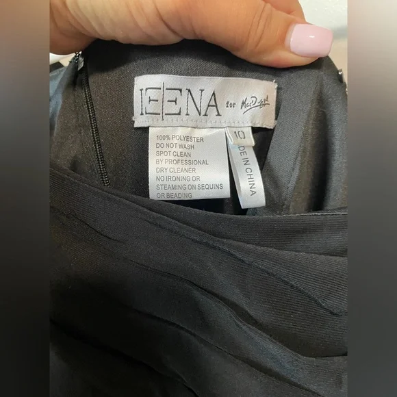 Mac Duggal Women's leena Foldover Long Sleeve Jeweled Midi Dress - Picture 9 of 14